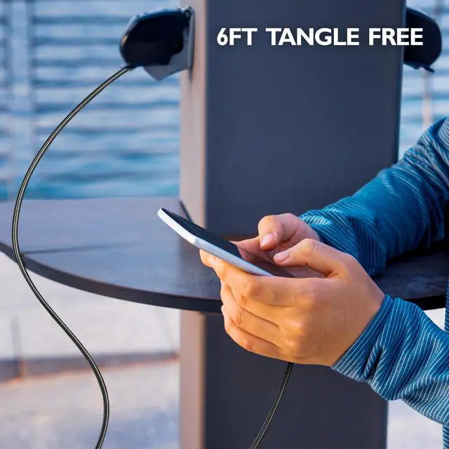 Alt view image 4 of 4 - Titanium 6FT Fast Charging Tangle Free Heavy Duty USB to Type-C Cable. Built to Last! Includes Sync+Charge & Aluminum Tips for Optimum Connectivity - Gun Metal