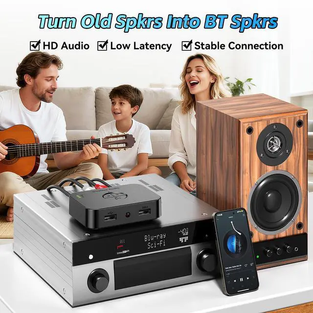 Alt view image 4 of 7 - Bluetooth 6.0 Receiver,for Home Stereo AUX Adapter,for Old Wired Speakers/USB Flash Home Audio Music Streaming Stereo System,Dual USB,Dual Link,Changing,Low Latency and HD Audio