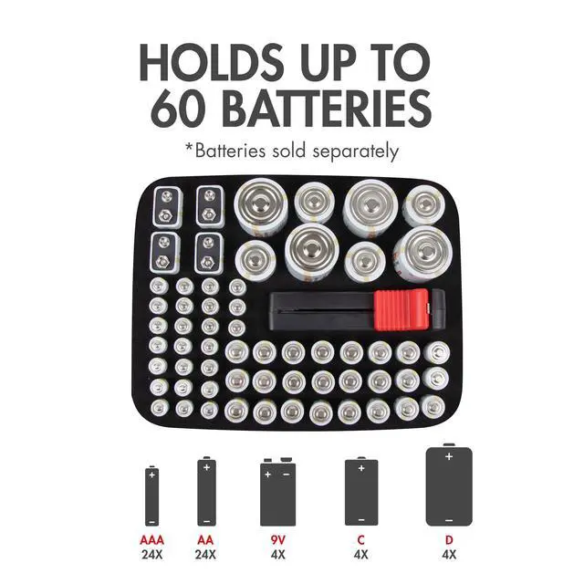 Alt view image 3 of 7 - Battery Organizer Storage Case with Battery Tester, Holds 60 Batteries AA AAA C D 9V (Batteries not Included)