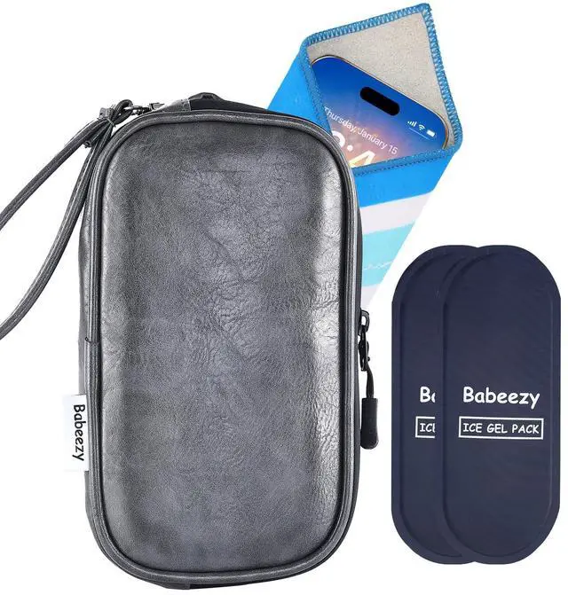Main image of Thermal Phone Cooling Pouch for Beach & Pool iPhone Cooling Bag with 2 Reusable Gel Packs Prevent Overheating Phone Cooler Bag for Summer Heat (Grey)