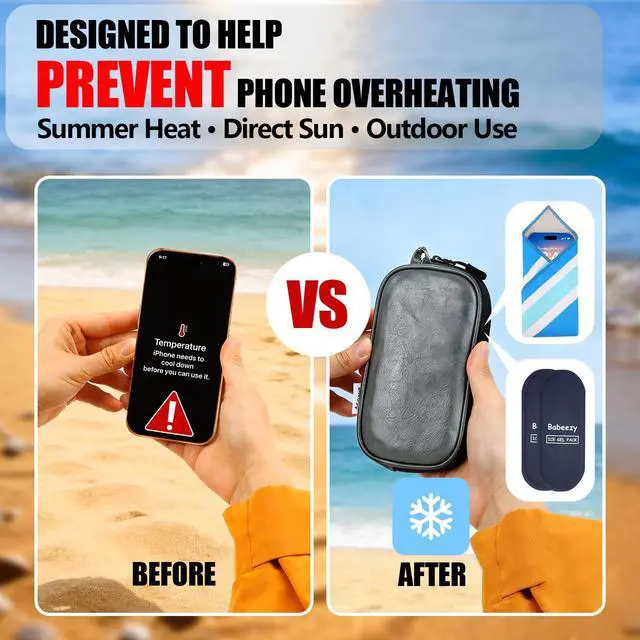 Alt view image 2 of 7 - Thermal Phone Cooling Pouch for Beach & Pool iPhone Cooling Bag with 2 Reusable Gel Packs Prevent Overheating Phone Cooler Bag for Summer Heat (Grey)