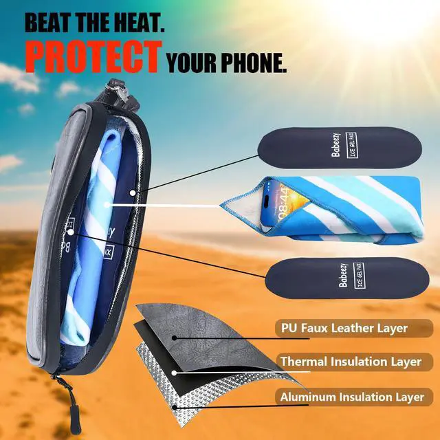 Alt view image 3 of 7 - Thermal Phone Cooling Pouch for Beach & Pool iPhone Cooling Bag with 2 Reusable Gel Packs Prevent Overheating Phone Cooler Bag for Summer Heat (Grey)