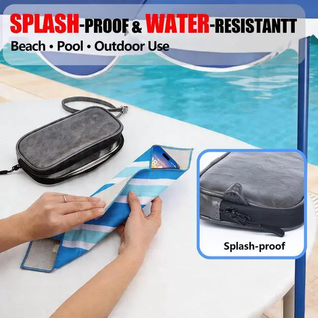 Alt view image 4 of 7 - Thermal Phone Cooling Pouch for Beach & Pool iPhone Cooling Bag with 2 Reusable Gel Packs Prevent Overheating Phone Cooler Bag for Summer Heat (Grey)