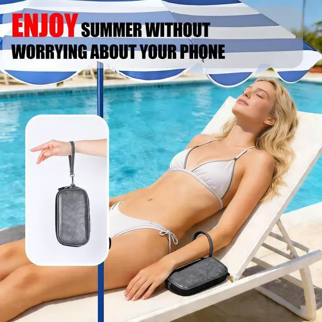 Alt view image 6 of 7 - Thermal Phone Cooling Pouch for Beach & Pool iPhone Cooling Bag with 2 Reusable Gel Packs Prevent Overheating Phone Cooler Bag for Summer Heat (Grey)