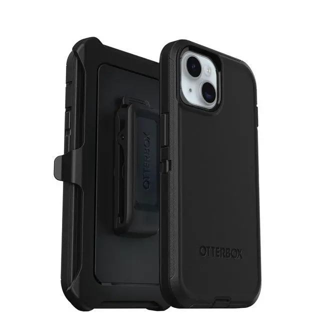 Alt view image 3 of 7 - iPhone 17e, iPhone 16e, iPhone 15, iPhone 14, and iPhone 13 Defender Series Case - Black, Screenless, Rugged & Durable, with Port Protection, Includes Holster Clip Kickstand
