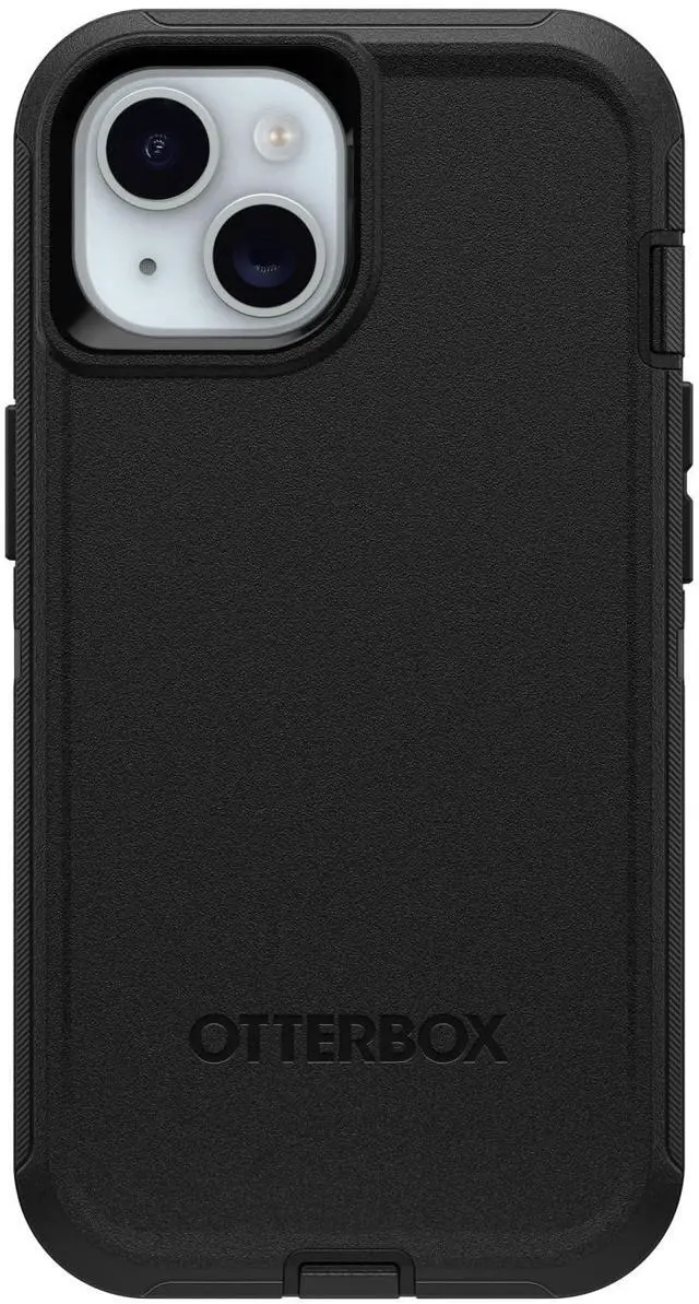 Main image of iPhone 17e, iPhone 16e, iPhone 15, iPhone 14, and iPhone 13 Defender Series Case - Black, Screenless, Rugged & Durable, with Port Protection, Includes Holster Clip Kickstand