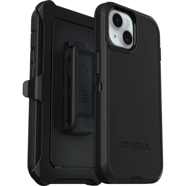Alt view image 7 of 7 - iPhone 17e, iPhone 16e, iPhone 15, iPhone 14, and iPhone 13 Defender Series Case - Black, Screenless, Rugged & Durable, with Port Protection, Includes Holster Clip Kickstand