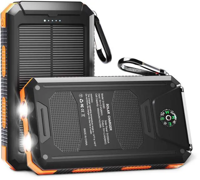 Main image of 38800mAh Solar Power Bank, Portable Charger USB-C Fast Charging Compatible with iPhone Samsung, Dual LED Flashlight Battery Pack, 3 Output Backup Charger for Camping Hiking Outdoor Emergency