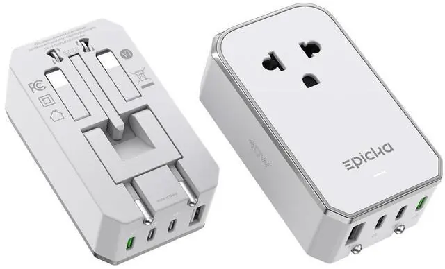 Main image of Air 40W Universal Travel Adapter, PD Fast Charging International Power Adapter with 1 AC & 4 USB Ports, Worldwide Compact Travel Essentials for USA/EU/UK/AUS(White, Not a Voltage Converter)