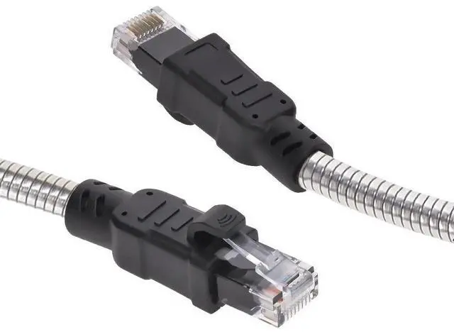 Main image of Stainless Steel Armored Cat.6A Patch Cable 24AWG 7.8mm Cable Diameter, Outdoor, Waterproof, UV Resistant, Enhanced Durability, 5 Ft, 1-Pack