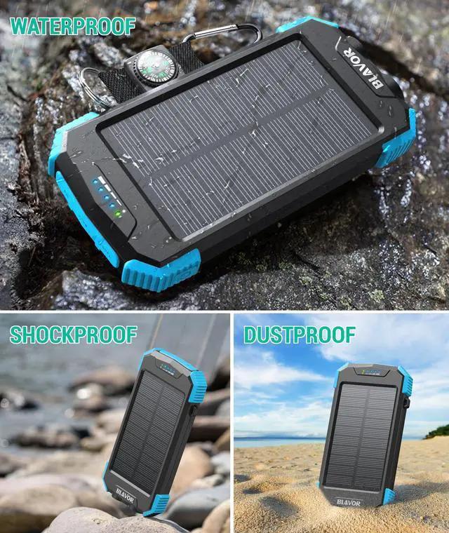 Alt view image 6 of 7 - Solar Power Bank 10,000mAh, Portable Wireless Charger, 20W Fast Charging External Battery Pack with USB C for Cell Phones, Solar Panel Charging with Dual Flashlight for Camping
