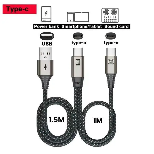 Alt view image 2 of 3 - OTG 2-in-1 Audio Interface Cable, Type-C Connector, Compatible with Sound Cards, Mixers, and Various Audio Devices, for Live Streaming and Recording