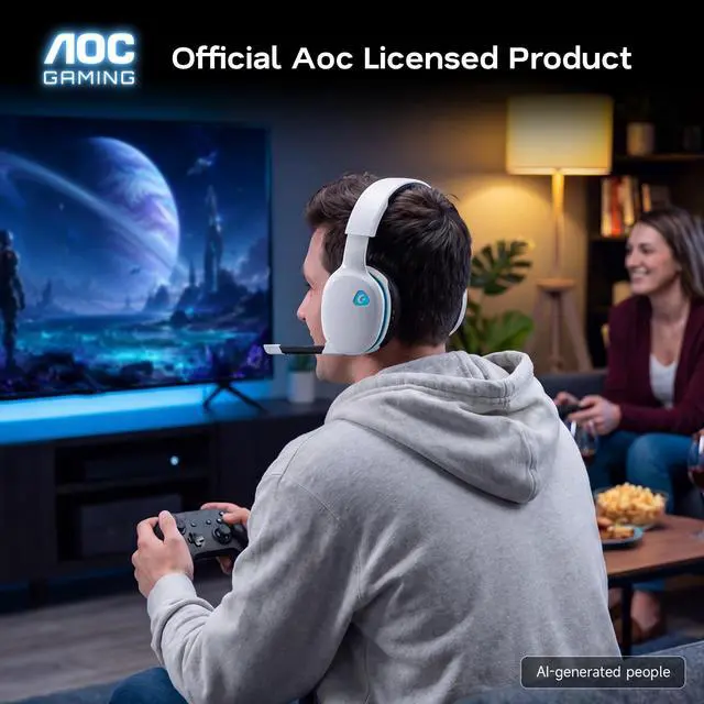 Alt view image 7 of 7 - 2.4GHz Wireless Gaming Headset for PS5, PS4 Fortnite & Call of Duty/FPS Gamers, PC, Switch, Bluetooth 6.0 Gaming Headphones with Canceling Mic, 7.1 Virtual Surround, 45Hr Battery -White