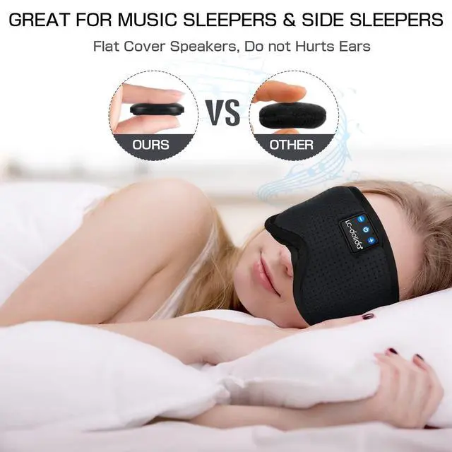 Alt view image 3 of 6 - Sleep Headphones Sleep Mask with Bluetooth Headphones, LC-dolida Eye Mask for Sleeping Eye Pillow Sleeping Headphones for Side Sleepers Thin Speaker Cool Gadgets Gifts for Men&Women