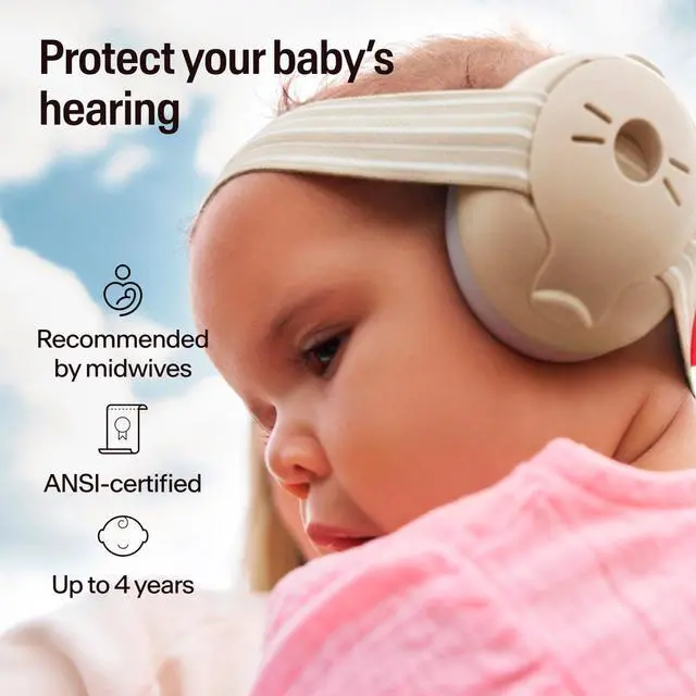 Alt view image 2 of 7 - Alpine Muffy Baby Ear Protection for Babies and Toddlers up to 36 Months - CE & ANSI Certified - Noise Reduction Earmuffs - Comfortable Baby Headphones Against Hearing Damage & Improves Sleep - Sand
