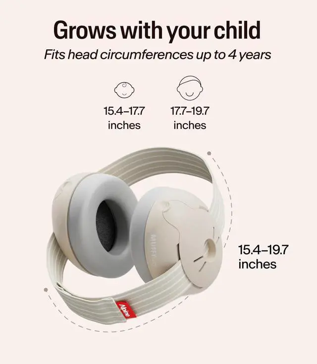Alt view image 5 of 7 - Alpine Muffy Baby Ear Protection for Babies and Toddlers up to 36 Months - CE & ANSI Certified - Noise Reduction Earmuffs - Comfortable Baby Headphones Against Hearing Damage & Improves Sleep - Sand