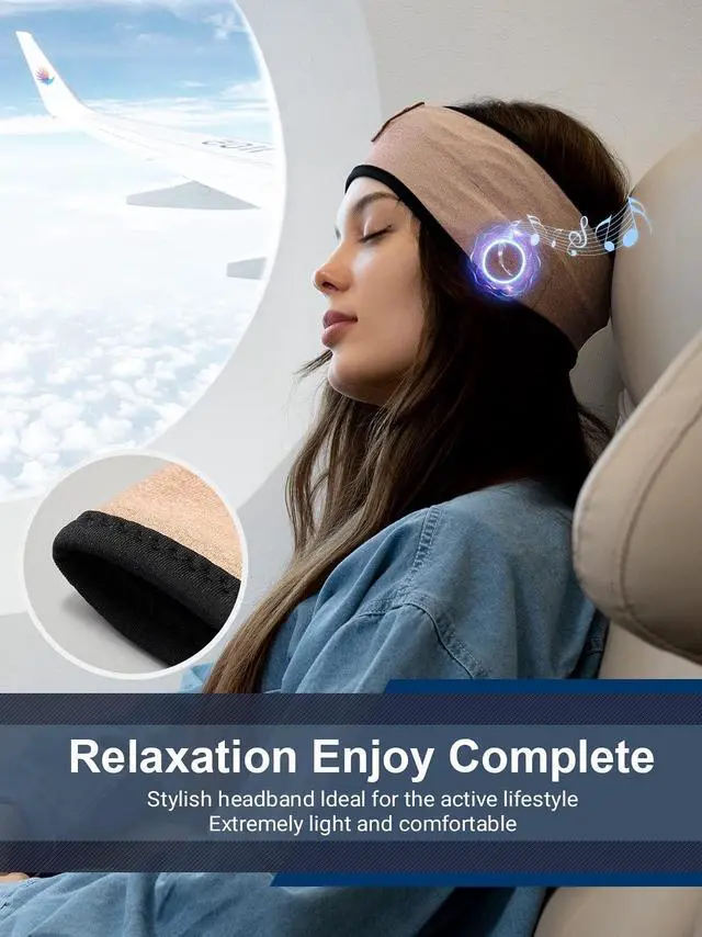 Alt view image 3 of 6 - Sleep Headphones Wireless Bluetooth,Sleeping Headphones for Side Sleepers,Comfortable Headband with Thin Speaker Microphone Handsfree Gift