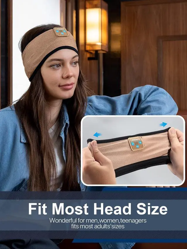Alt view image 6 of 6 - Sleep Headphones Wireless Bluetooth,Sleeping Headphones for Side Sleepers,Comfortable Headband with Thin Speaker Microphone Handsfree Gift
