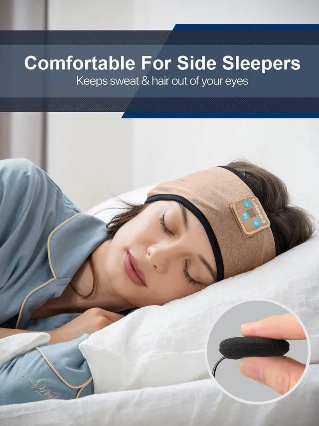 Alt view image 4 of 6 - Sleep Headphones Wireless Bluetooth,Sleeping Headphones for Side Sleepers,Comfortable Headband with Thin Speaker Microphone Handsfree Gift