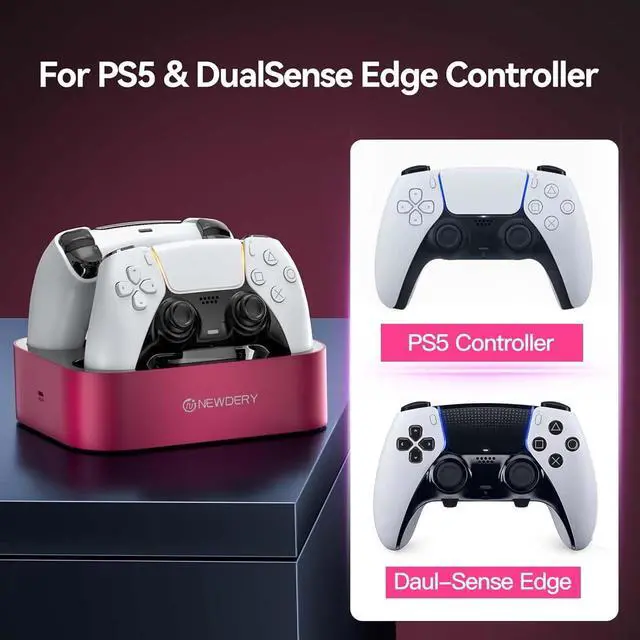 Alt view image 5 of 7 - for PS5 Controller Charger Station, Dual Charging Dock for PlayStation 5 DualSense/Edge Controller, Fast Charging Stand with Type-C Cable, Gamer Gift for Women & Girls, Mother's Day