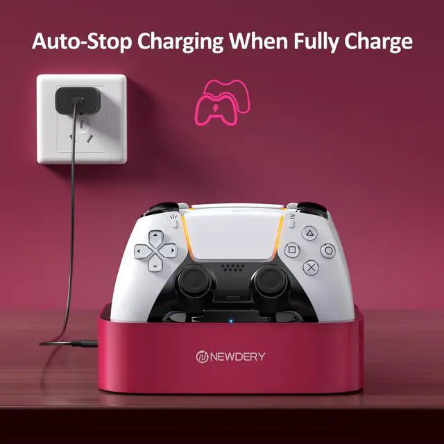Alt view image 6 of 7 - for PS5 Controller Charger Station, Dual Charging Dock for PlayStation 5 DualSense/Edge Controller, Fast Charging Stand with Type-C Cable, Gamer Gift for Women & Girls, Mother's Day