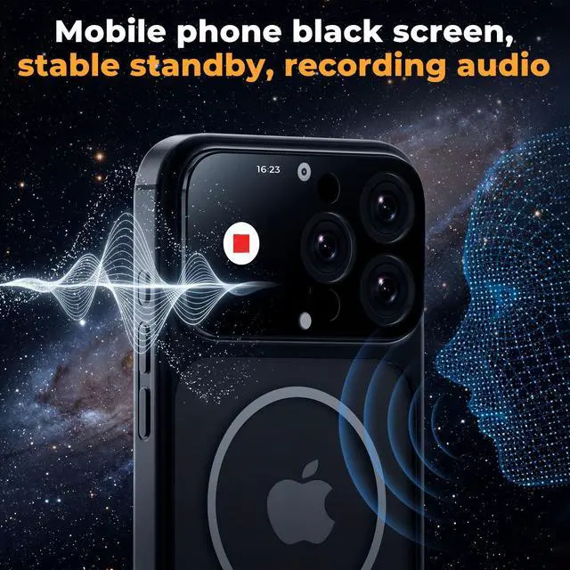 Alt view image 5 of 6 - Phone Case for iphone 16 pro max case with 1.85 Inch Smart Display, 2026 New Tech Rechargeable and Syncs with Phone Photography, Music, Weather, Clock, Message, Clear Shock Proof Non Slip (Black)
