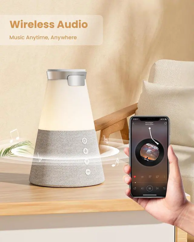 Alt view image 5 of 7 - Bluetooth Speaker with Light, 4 in 1 15W Portable Speaker Magnetic Wireless Charger, Portable Bluetooth Speakers with Phone Stand, Men Gifts Dimmable Night Light Speakers, Birthday Gifts for Women