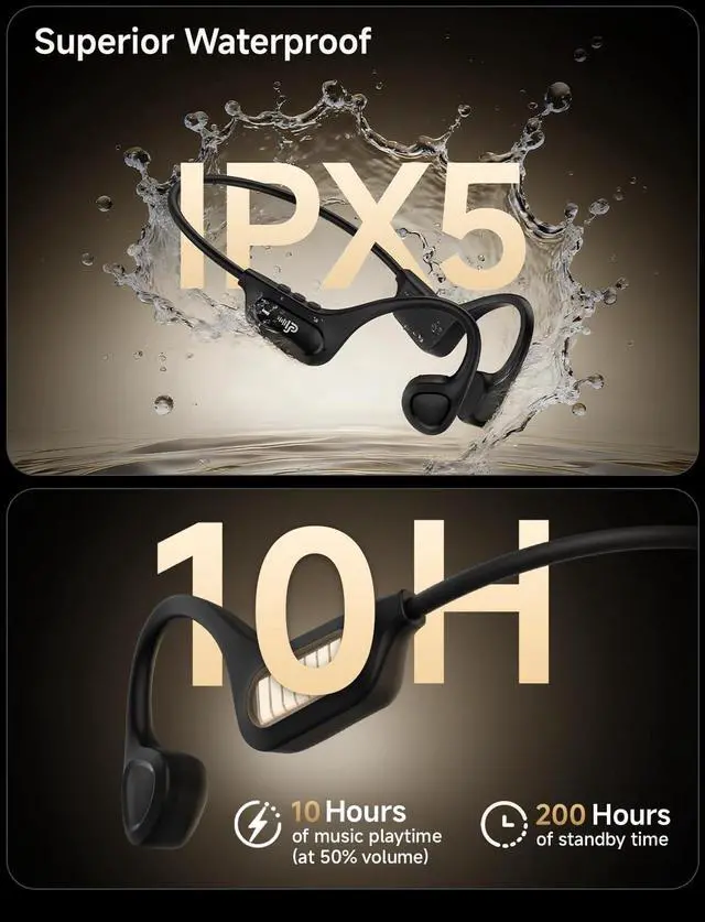 Alt view image 6 of 7 - Bone Conduction Headphones, 2026 Upgrade Bluetooth 6.0 Open Ear Headphones, 10Hrs Playtime Wireless Earbuds with Mic, 23g Lightweight Comfort, IPX5 Waterproof Running Headphones for Gym, Outdoor