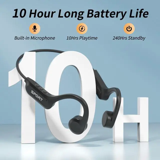 Alt view image 5 of 7 - Bone Conduction Headphones Bluetooth 6.0 Open Ear Headphones with Mic, Premium Loud Sound 10-Hour Playtime Bluetooth Headphones, IPX6 Waterproof Sports Headset for Running, Cycling, Walking