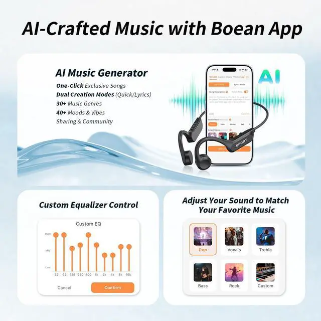 Alt view image 7 of 7 - Bone Conduction Headphones Bluetooth 6.0 Open Ear Headphones with Mic, Premium Loud Sound 10-Hour Playtime Bluetooth Headphones, IPX6 Waterproof Sports Headset for Running, Cycling, Walking