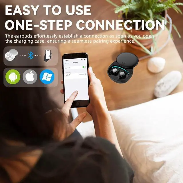 Alt view image 6 of 6 - Sleep Earbuds for Side Sleepers, Wireless Noise Cancelling Sleep Headphones with Sleep Mode, LED Power Display, Comfort Fit for Sleeping, Working, Hiking (Deep Black)