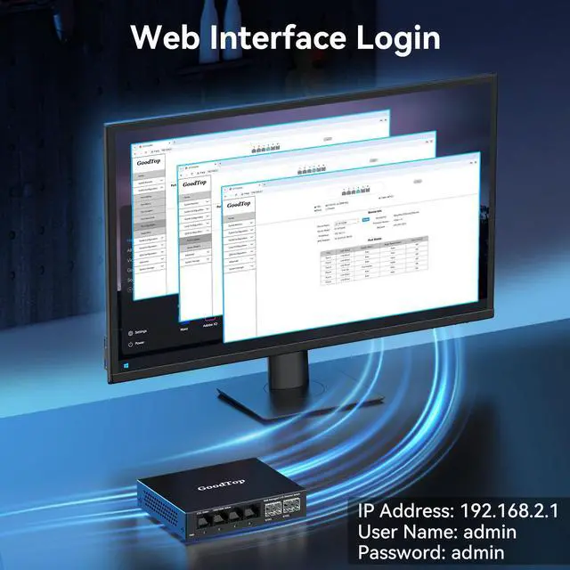 Alt view image 4 of 7 - 6 Port 2.5Gb Web Managed Switch,4 x 2.5GbE Ports,2 x 10G SFP+,Web Managed with Link Aggregation/VLAN/QOS, Metal Fanless Home Lab Network Switch