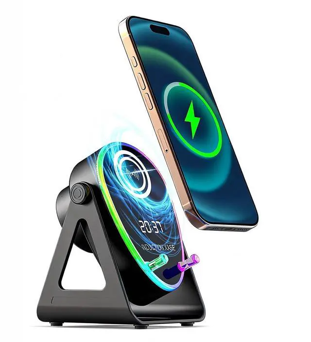 Main image of 5 in 1 Induction Bluetooth Speaker with Phone Stand, 1800mAh RGB Lighting Induction Speaker, 360° Surround Sound, 4-13" Device Fit, Ideal for Men Women, Parties, Gaming