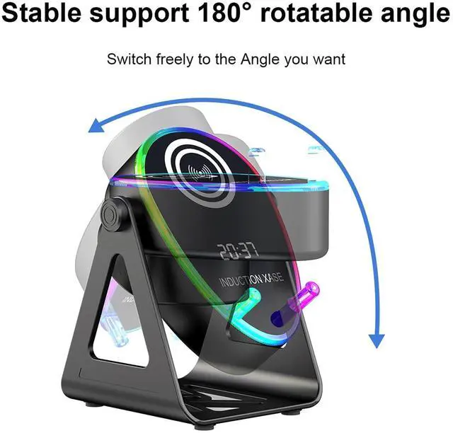 Alt view image 5 of 7 - 5 in 1 Induction Bluetooth Speaker with Phone Stand, 1800mAh RGB Lighting Induction Speaker, 360° Surround Sound, 4-13" Device Fit, Ideal for Men Women, Parties, Gaming