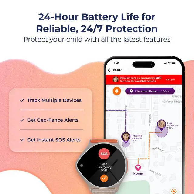 Alt view image 7 of 7 - Kids Smart Watch with GPS Tracker Up to 24H Battery Work, SOS, & Parental Controls Smartwatch, Kid Phone Call and Text, Boys & Girls, 4G Smart Watch for Kids Requires Data Plan - First Month Free