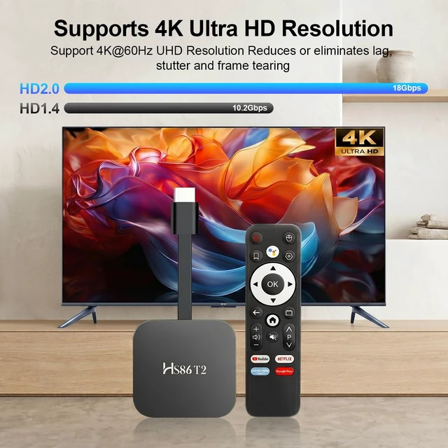 Alt view image 7 of 7 - Latest Smart TV Stick Android 14.0 2026 4K @60fps Ultra HD TV Stick Android Box 2GB RAM 16GB ROM RK3518 Processor Dual WiFi 6 2.4G/5G BT5 HDR10+ USB2.0 HDMI 2.0 with Bluetooth Voice Remote Control