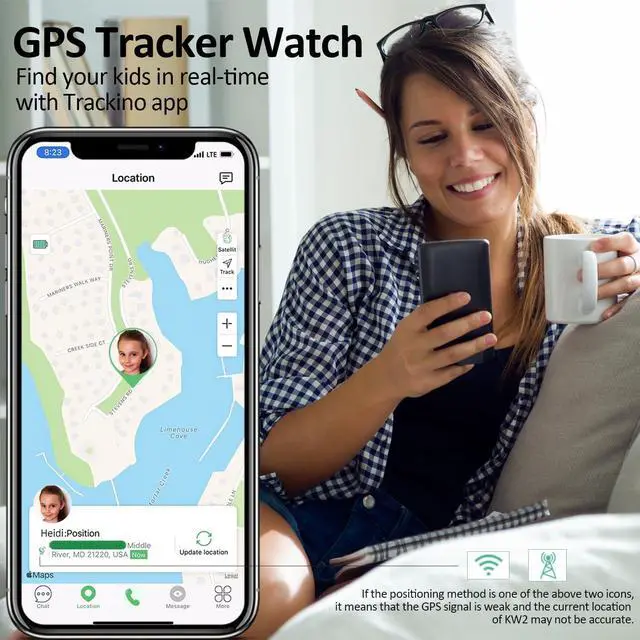 Alt view image 5 of 7 - KW2 Smart Watch Phone for Kids with Safe Calling, GPS & Activity Track and Parent App, 4G Kids Smartwatch with Calls, SOS Button and School Mode, Childrens' Phone Alternative (Pink)