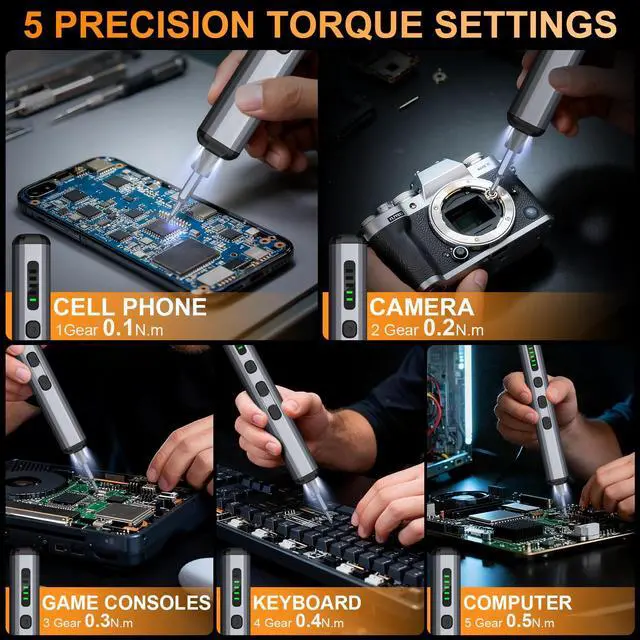Alt view image 2 of 7 - Mini Electric Screwdriver, 3.7V Precision Screwdriver Set Cordless Screwdriver Rechargeable 72 In 1 Magnetic Bit Repair Tech Tool Kit for Electronics Computer Phone Laptop Camera RC Car Watch Glasses