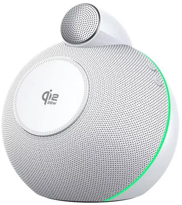 Main image of Magnetic Wireless Charging Station with Speaker, 25W Fast Charging, Hi-Fi Sound with Dual Drivers & Subwoofer, Bluetooth 5.3, TWS True Wireless Stereo, Gradient Ambient Light (White)