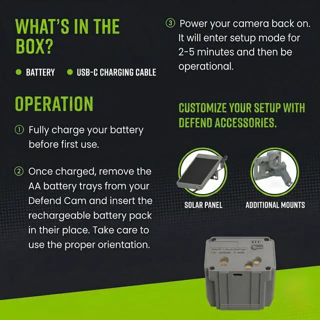 Alt view image 2 of 7 - Defend Rechargeable Battery for Cellular Security Camera