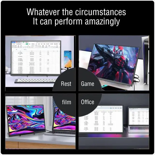 Alt view image 7 of 7 - Portable Monitor for Laptop 10.5 Inch Computer Gaming Display Metal Enclosure Mobile Display External Display for Xbox PS4 Phone with Speakers Type-C USB-C HDMI IPS FHD 1280P LED Screen
