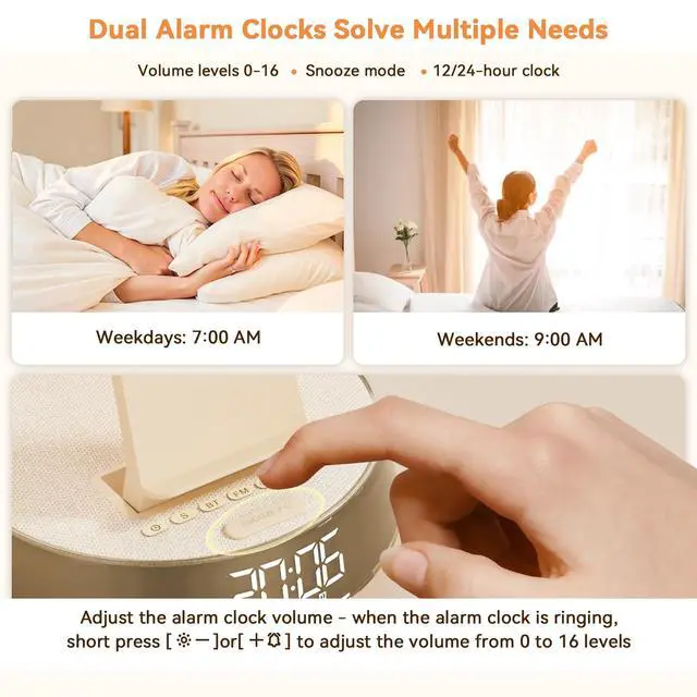Alt view image 4 of 7 - 6 in 1 Wireless Charging Station with Alarm Clock, Bluetooth Speaker, FM Radio, Night Light for Bedroom Office, Wireless Charger Dock Station for iPhone 17 16 15 14 13 12 Pro Max,Apple Watch, AirPods