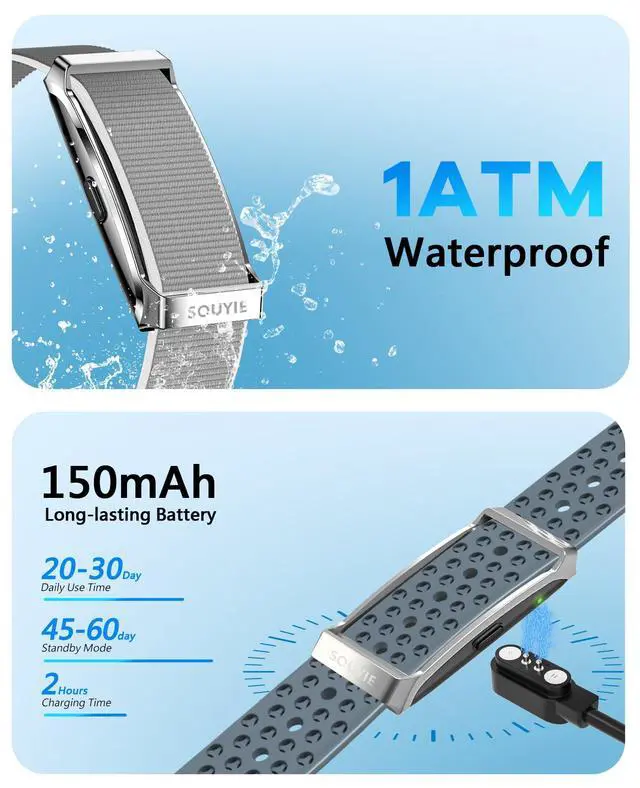 Alt view image 7 of 7 - Bracelet for Men Women, Health Activity Fitness Trackers, 24H Sleep Tracker, 24/7 Continuous Heart Rate/Blood Pressure/HRV/Stress Monitor, 170+ Sports Modes Smart Wristband with 2 Bands Free APP