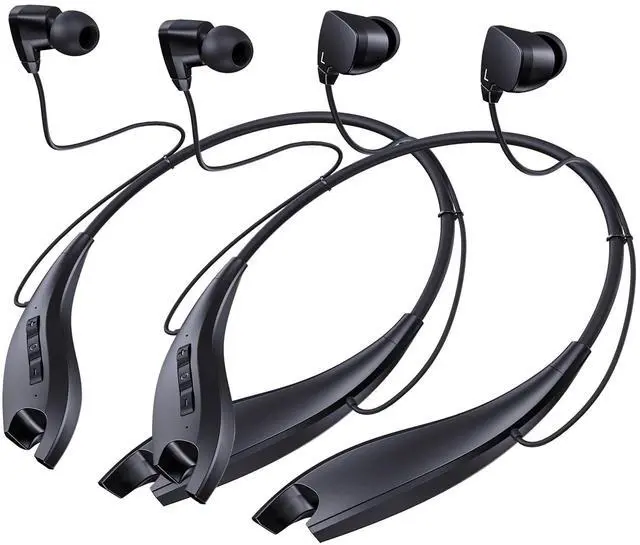 Main image of Neckband Bluetooth Headphones, Around The Neck Headphones 24H+ Playtime, Bluetooth Headsets with Call Vibration, Shark Jaw Design Wireless Earbuds+Noise Isolation/Mic/IPX7 Waterproof, 2 Pack