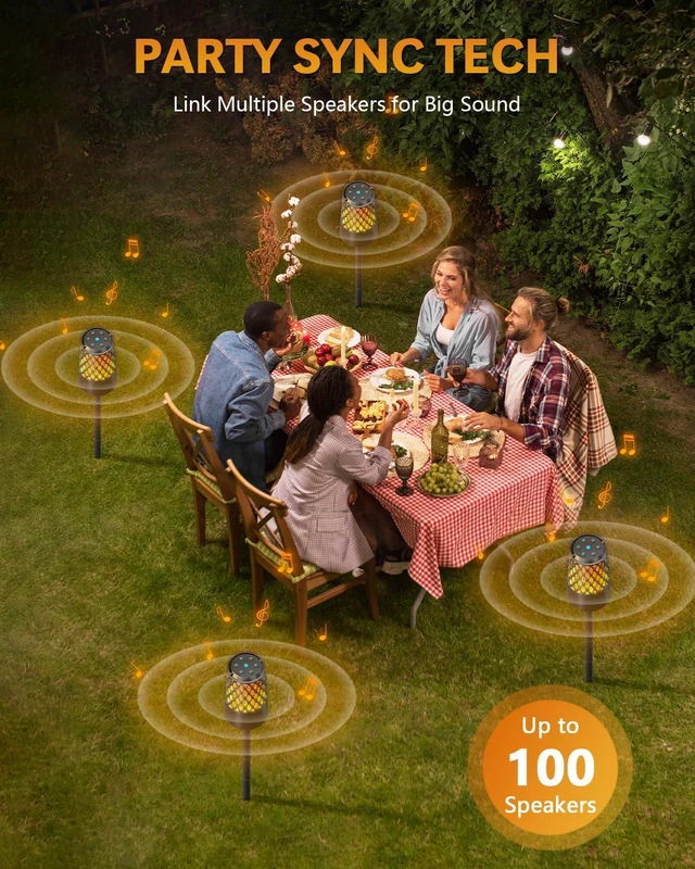 Alt view image 3 of 4 - 2026 Outdoor Speakers, Gift for Men, Bluetooth 5.3 Speakers Wireless IPX6 Waterproof, Auto-Pairing, Multi-Sync Up to 100-Speaker, Portable for Party Patio Deck Porch Backyard RV, Cool Gadget for Him