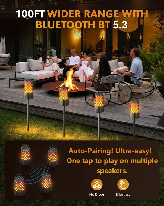 Alt view image 4 of 4 - 2026 Outdoor Speakers, Gift for Men, Bluetooth 5.3 Speakers Wireless IPX6 Waterproof, Auto-Pairing, Multi-Sync Up to 100-Speaker, Portable for Party Patio Deck Porch Backyard RV, Cool Gadget for Him