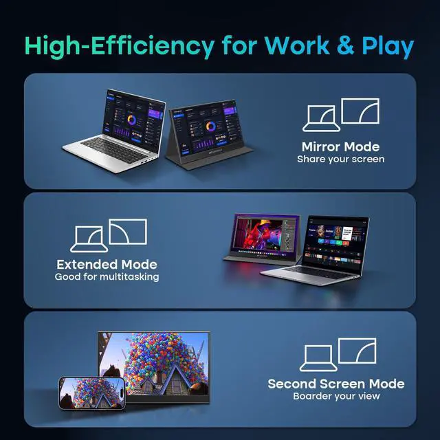 Alt view image 7 of 7 - Portable Monitor 15.6 Inch FHD 1080P Travel Monitor for Laptop, USB C HDMI Ultra-Thin IPS Computer Display with Speakers & PU Leather Stand Cover, for PC Mac mini Phone Switch Gaming