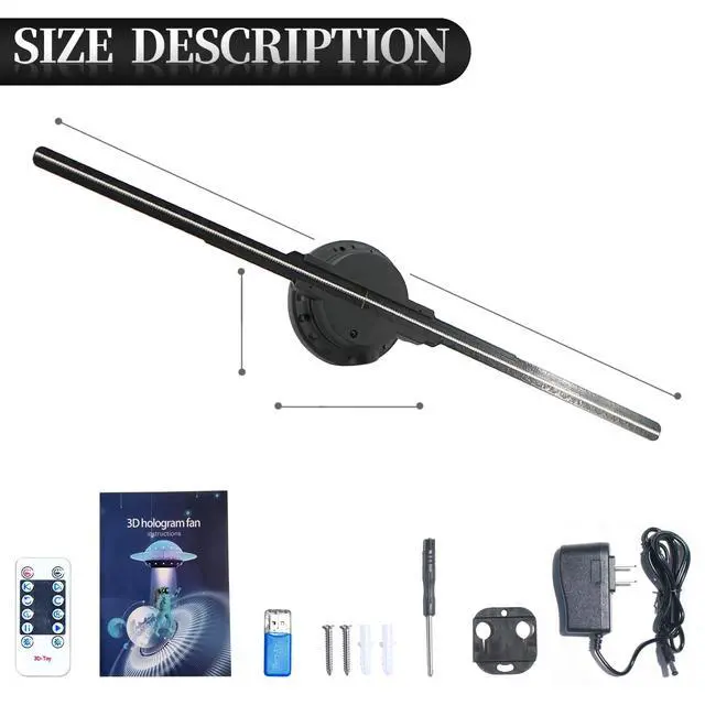 Alt view image 3 of 7 - 3DHologramFan MS50D2 19.7 Inch, LED Holographic Projector with WiFi Bluetooth Remote, 528 Highlight LEDs, 1500+ Videos, for Store Display Events Exhibition Wall Mount