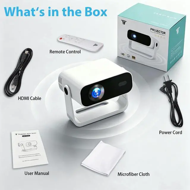 Alt view image 6 of 6 - 2026 Smart Projector Android TV with WiFi 6 and Bluetooth 5.0 Built in 1000+ Apps 240 ANSI Portable Bedroom Mini Movie Projector Support 4K/1080P Auto Keystone & Zoom
