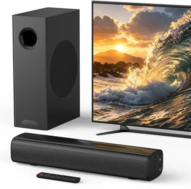 Main image of 70W Sound bar with Subwoofer for TV, Compact 14.2" 2.1 Channel SoundBar with Deep Bass, Bluetooth 5.3, Optical/AUX, Home Theater Speaker System for Smart TV, PC & Gaming
